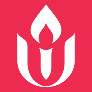 Unitarian Universalist Chalice Logo (white and pink)